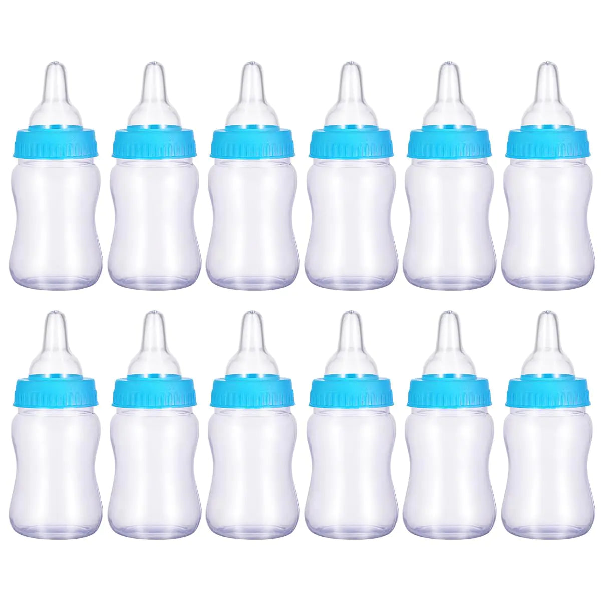 NUOBESTY 12PCS Feeding Bottle Feed & Soothe Set Candy Bottle Mini Practical Pacifier Creative Blue Juice Bottle with Pacifier for Baby Doll(10.5x4x4cm)