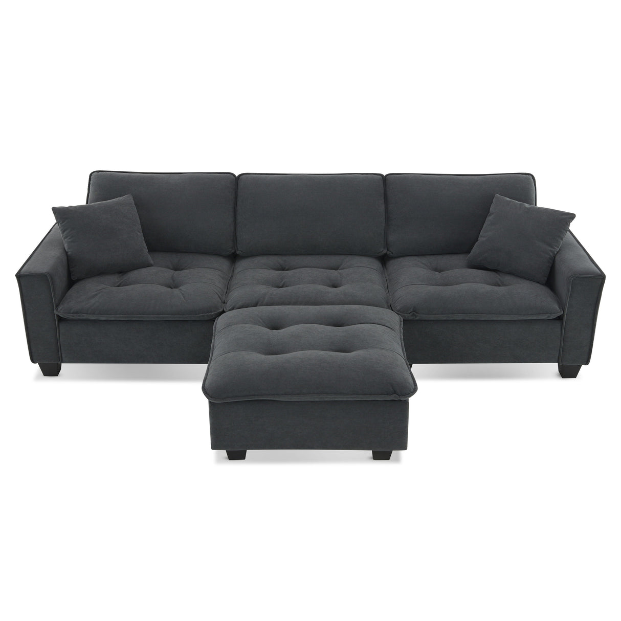 Modern Convertible Sectional L Shaped Reversible Couch Set With Free Pillows 4 Seat Suede Sleeper Sofa With Ottoman by Couch.com