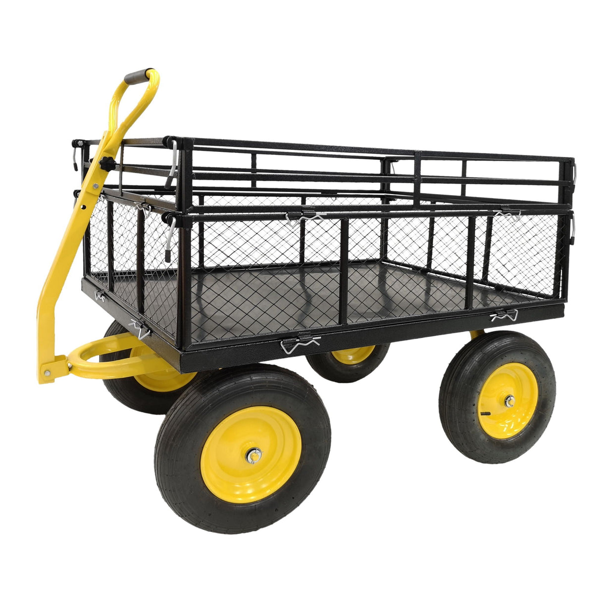 Steel Garden Cart, Heavy Duty 1400 Lbs Capacity, With Removable Mesh Sides To Convert Into Flatbed, Utility Metal Wagon With 2-In-1 Handle And 16 In Tires, Perfect For Garden, Farm, Yard - Black by Couch.com