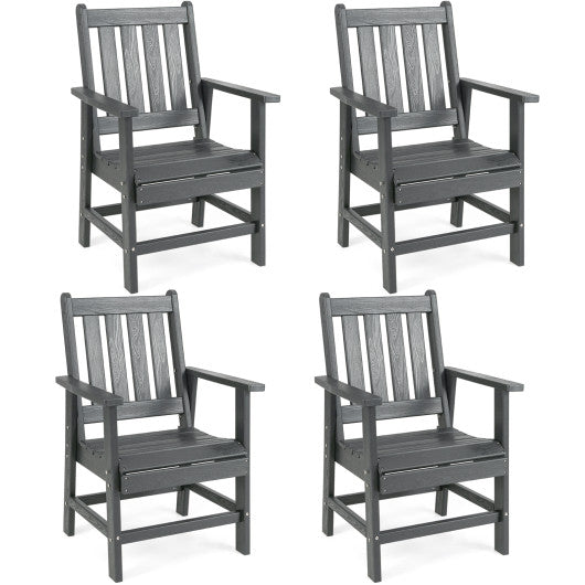 Set of 4 Patio Dining Chairs with Wide Armrests-Gray