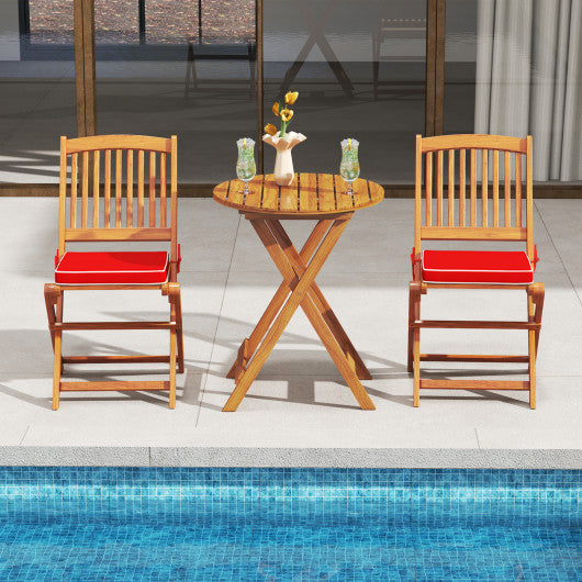 Outdoor Folding Chairs with Seat Cushions Set of 2-Red