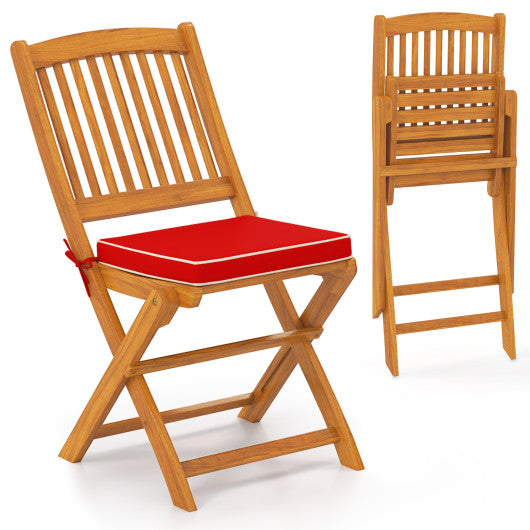 Outdoor Folding Chairs with Seat Cushions Set of 2-Red