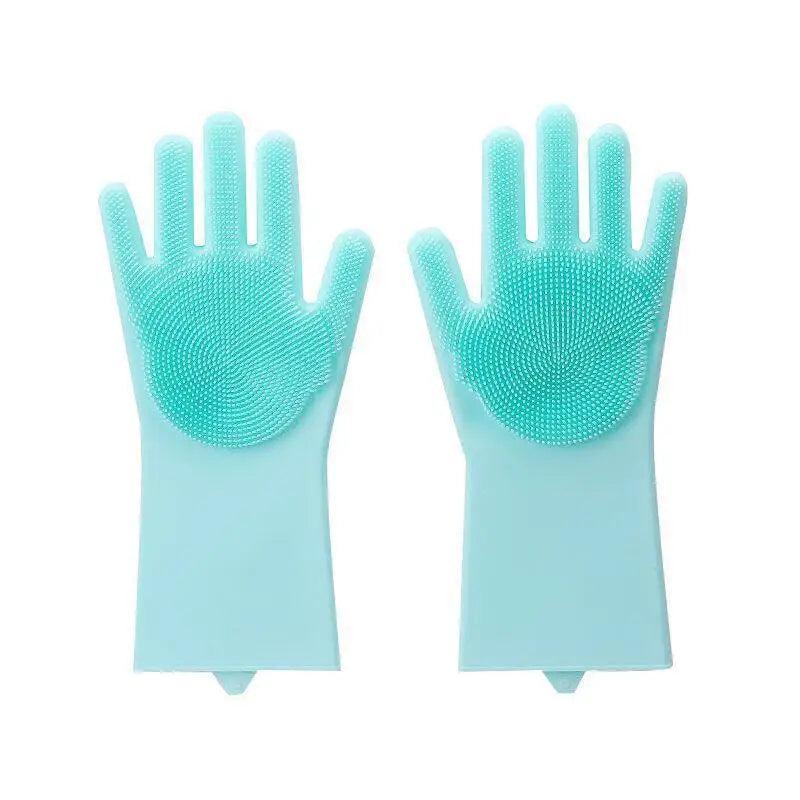 2PCS Cleaning Sponge Gloves Multifunction Silicone Cleaning Magic Gloves Dish Washing Gloves For Kitchen Household Plate Washing Reusable Cleaning Gloves For Housework