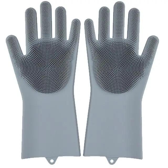 2PCS Cleaning Sponge Gloves Multifunction Silicone Cleaning Magic Gloves Dish Washing Gloves For Kitchen Household Plate Washing Reusable Cleaning Gloves For Housework
