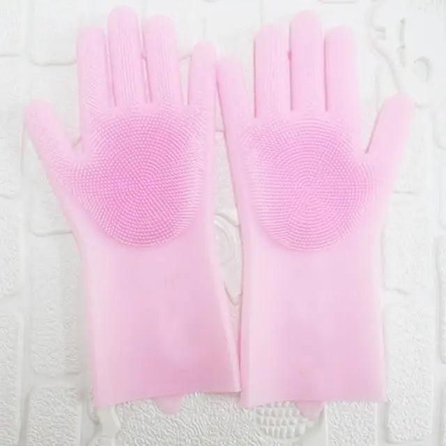 2PCS Cleaning Sponge Gloves Multifunction Silicone Cleaning Magic Gloves Dish Washing Gloves For Kitchen Household Plate Washing Reusable Cleaning Gloves For Housework