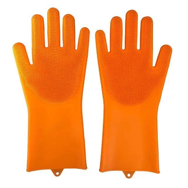 2PCS Cleaning Sponge Gloves Multifunction Silicone Cleaning Magic Gloves Dish Washing Gloves For Kitchen Household Plate Washing Reusable Cleaning Gloves For Housework
