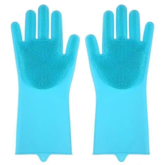 2PCS Cleaning Sponge Gloves Multifunction Silicone Cleaning Magic Gloves Dish Washing Gloves For Kitchen Household Plate Washing Reusable Cleaning Gloves For Housework