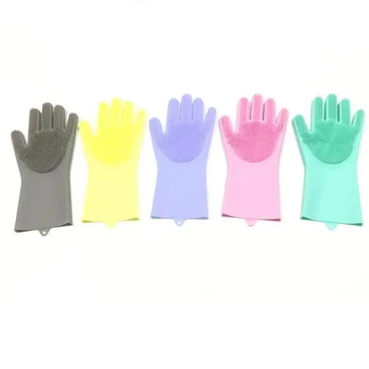 2PCS Cleaning Sponge Gloves Multifunction Silicone Cleaning Magic Gloves Dish Washing Gloves For Kitchen Household Plate Washing Reusable Cleaning Gloves For Housework