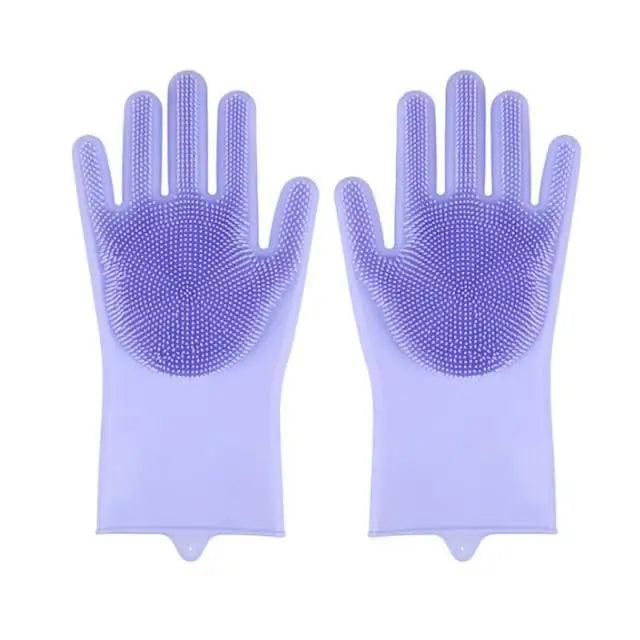 2PCS Cleaning Sponge Gloves Multifunction Silicone Cleaning Magic Gloves Dish Washing Gloves For Kitchen Household Plate Washing Reusable Cleaning Gloves For Housework