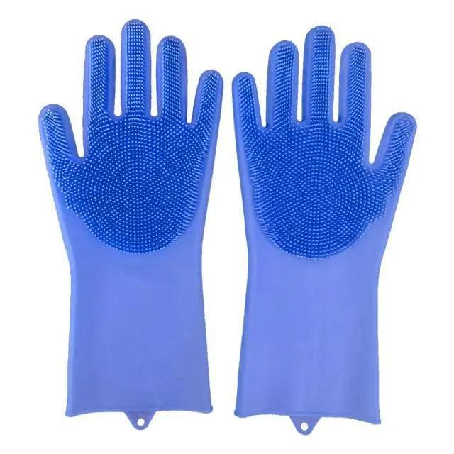 2PCS Cleaning Sponge Gloves Multifunction Silicone Cleaning Magic Gloves Dish Washing Gloves For Kitchen Household Plate Washing Reusable Cleaning Gloves For Housework