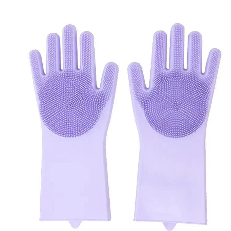 2PCS Cleaning Sponge Gloves Multifunction Silicone Cleaning Magic Gloves Dish Washing Gloves For Kitchen Household Plate Washing Reusable Cleaning Gloves For Housework