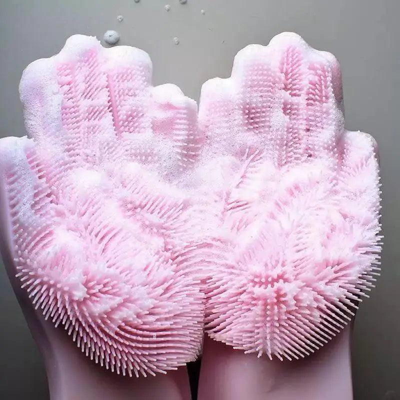 2PCS Cleaning Sponge Gloves Multifunction Silicone Cleaning Magic Gloves Dish Washing Gloves For Kitchen Household Plate Washing Reusable Cleaning Gloves For Housework