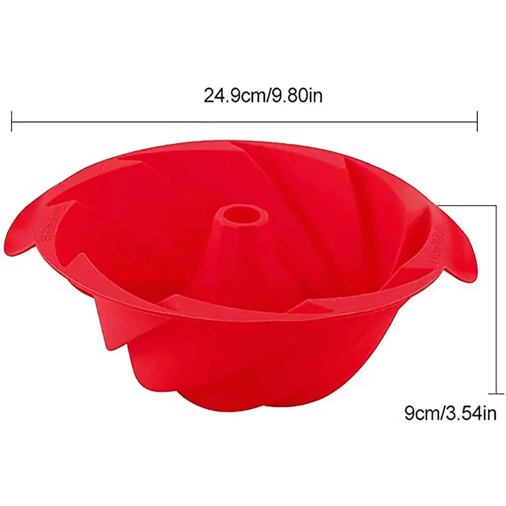 2PCS New Luxury Large Spiral shape silicone Bundt Cake Pan 10- inch, Bread Bakeware Mold baking Tools Cyclone Shape Cake Mould Baking Tool