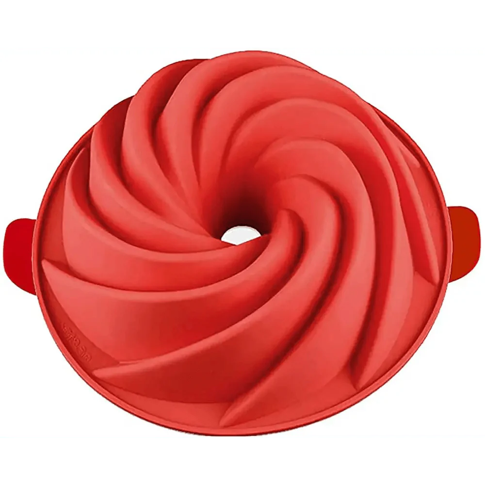 2PCS New Luxury Large Spiral shape silicone Bundt Cake Pan 10- inch, Bread Bakeware Mold baking Tools Cyclone Shape Cake Mould Baking Tool