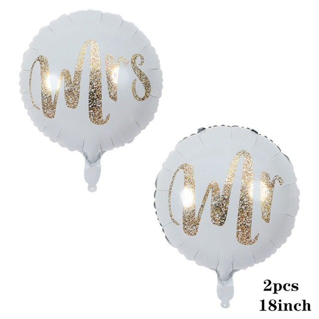 2pcs/lot Good Quality 36inch Round White and black Print Mr&Mrs Latex Balloons For Happy Wedding And Valentine's Day