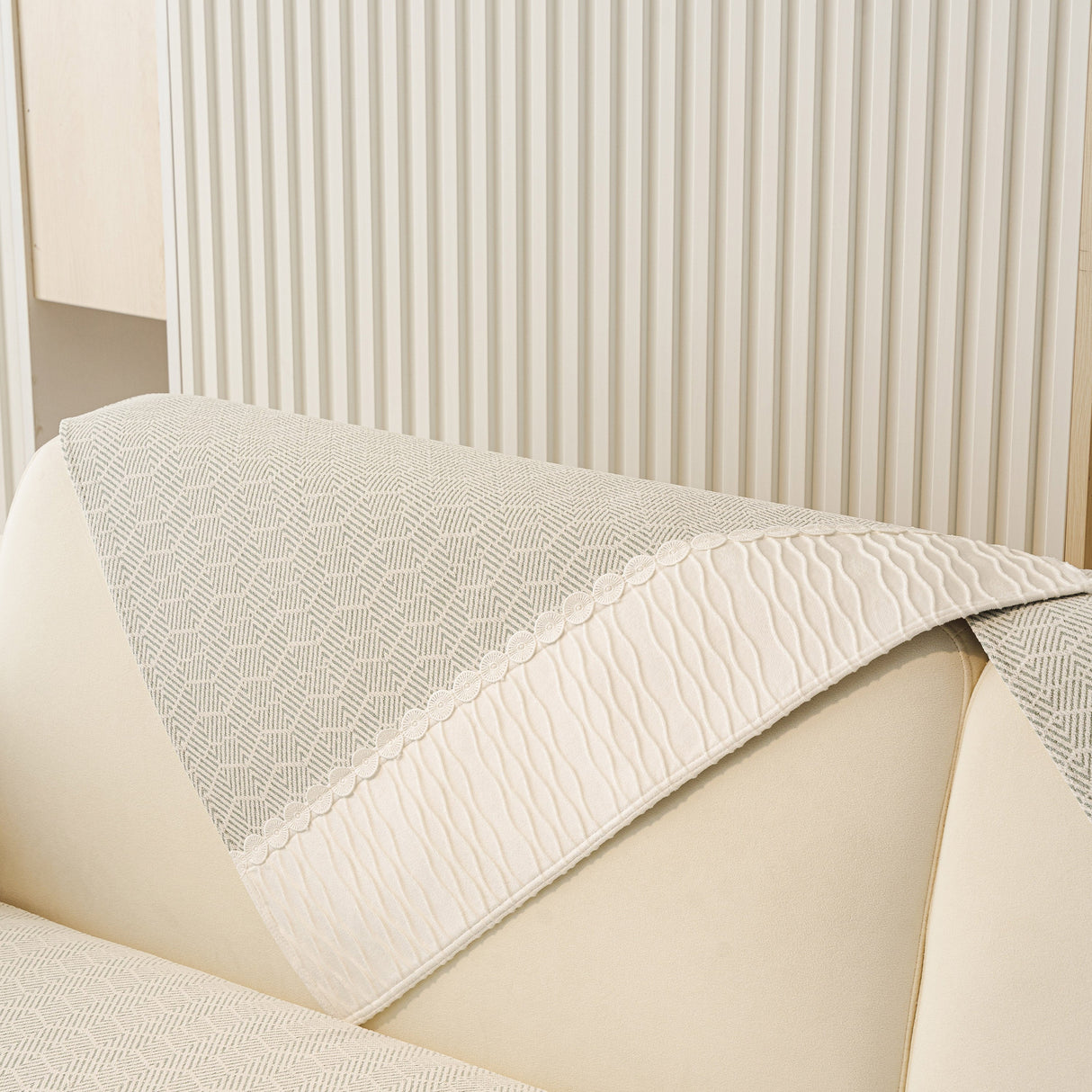 Herringbone Sofa Protector Cover, Non-Slip Couch Cover for Seat, Back & Arms