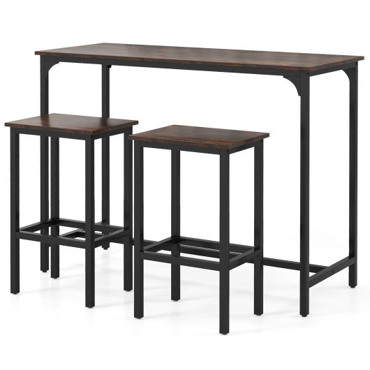 Industrial 3-Piece 47.5" Counter-Height Dining Table and 2 Bar Stools-Coffee