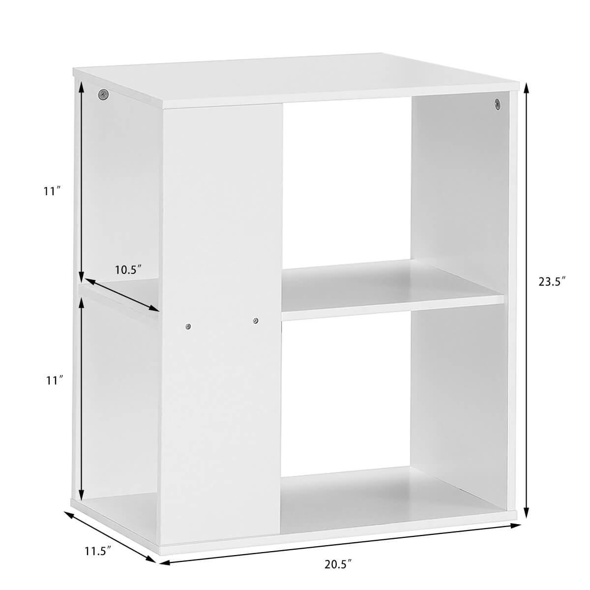 2-Tier Side End Table with Storage Shelves -Brown