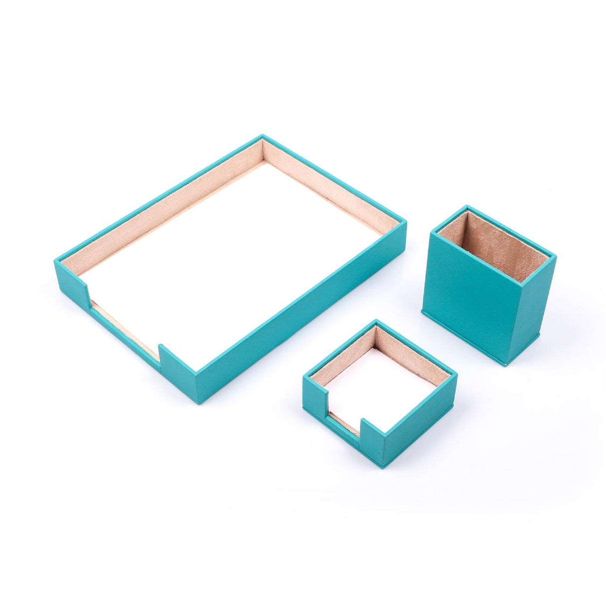MOOG Leather Desk Set-3 Accessories-Single Document Tray - Green - 3 PCS