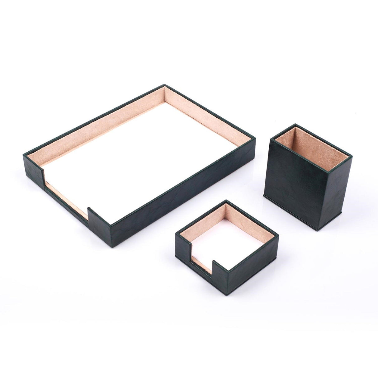 MOOG Leather Desk Set-3 Accessories-Single Document Tray - Green - 3 PCS