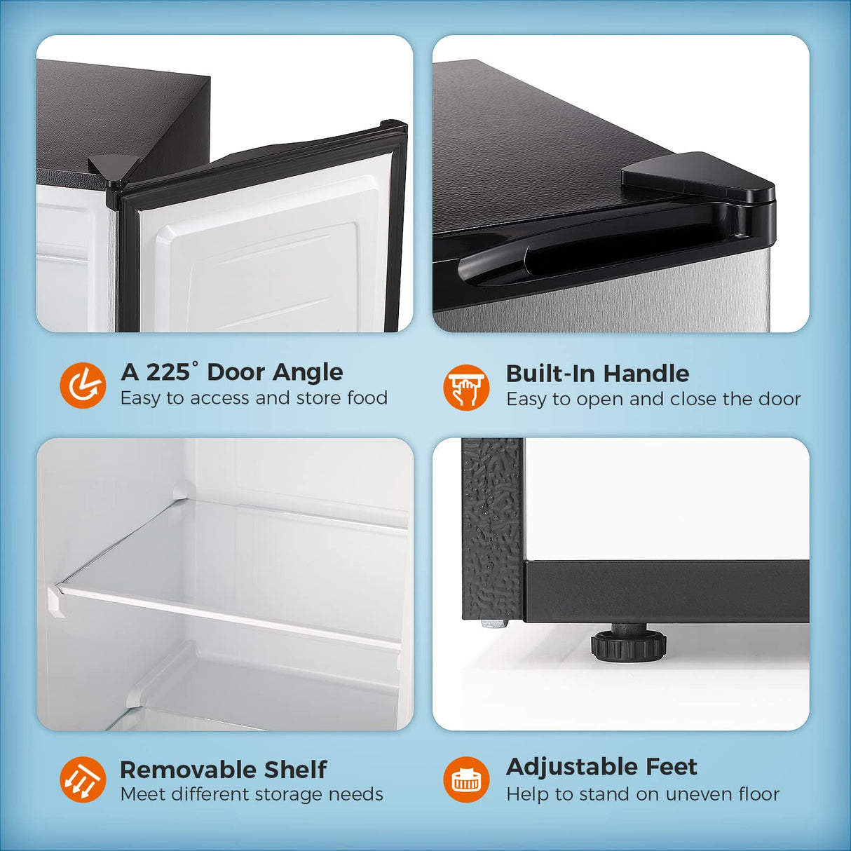 Kismile Upright Freezer,3.0 Cu.ft Mini Freezer with Reversible Single Door