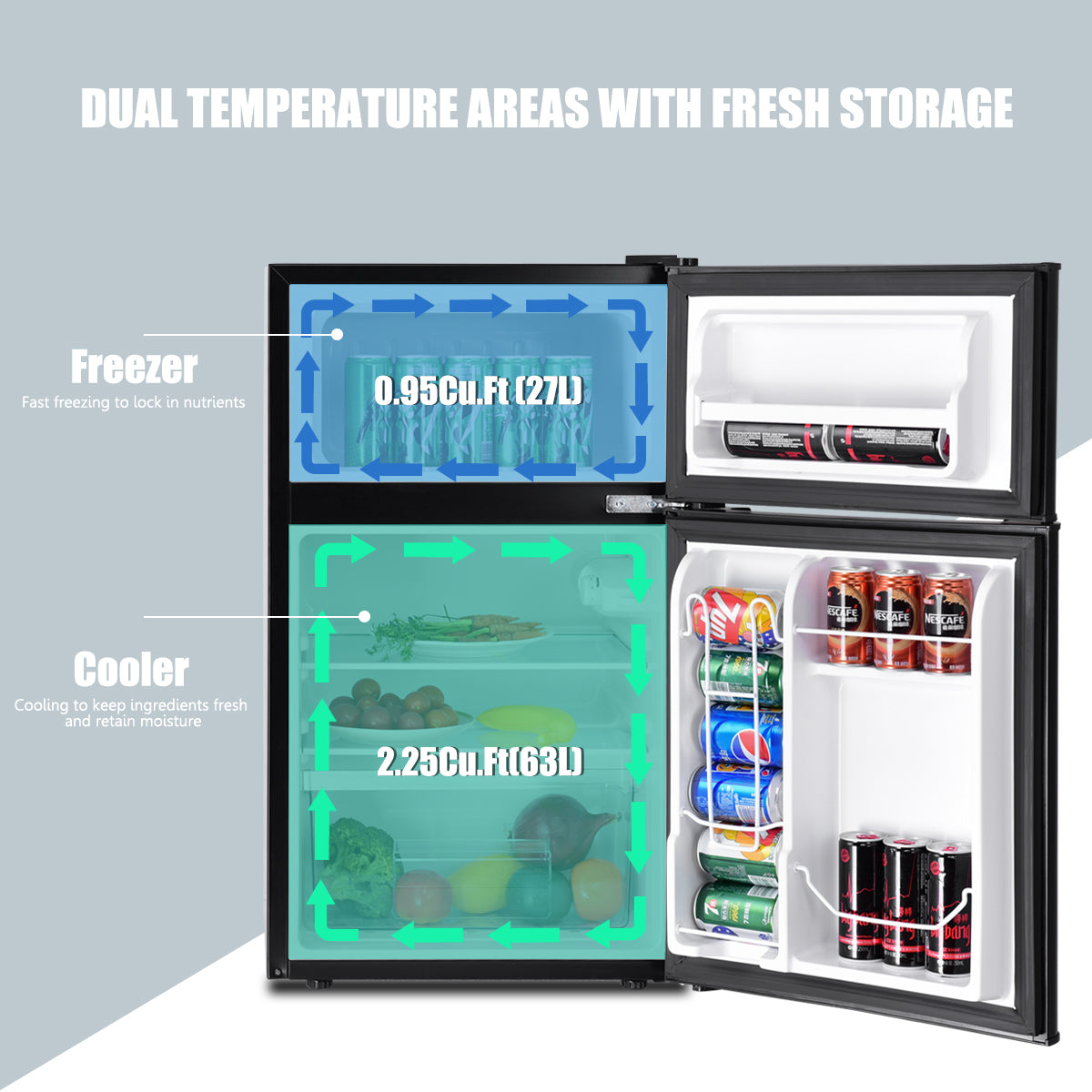 3.2 cu ft. Compact Stainless Steel Refrigerator-Black