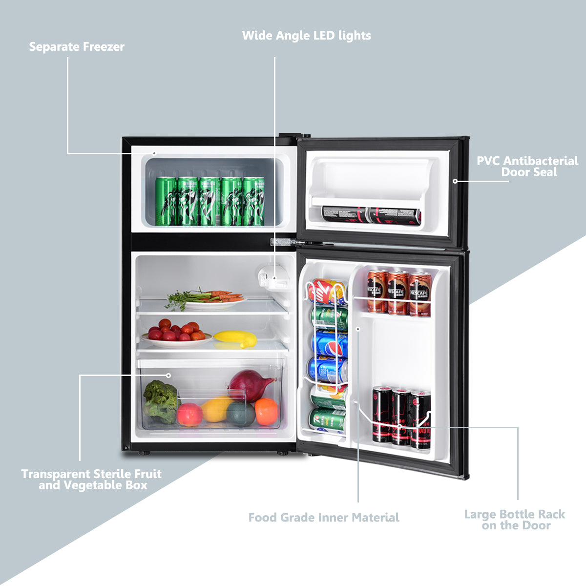 3.2 cu ft. Compact Stainless Steel Refrigerator-Black