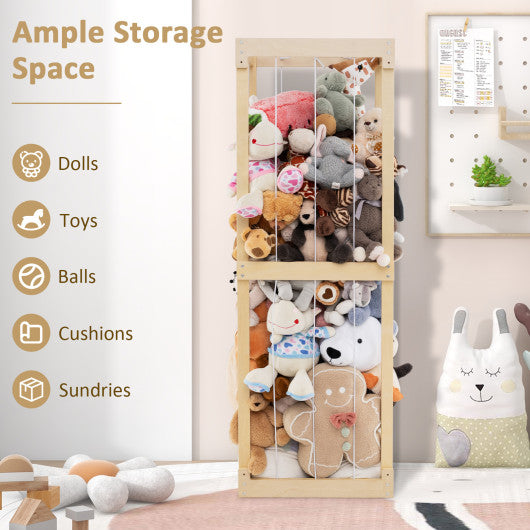 300L Large Stuffed Animal Storage with Open Top and Elastic Cords-Natural