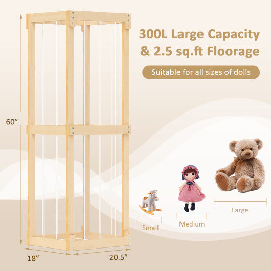 300L Large Stuffed Animal Storage with Open Top and Elastic Cords-Natural