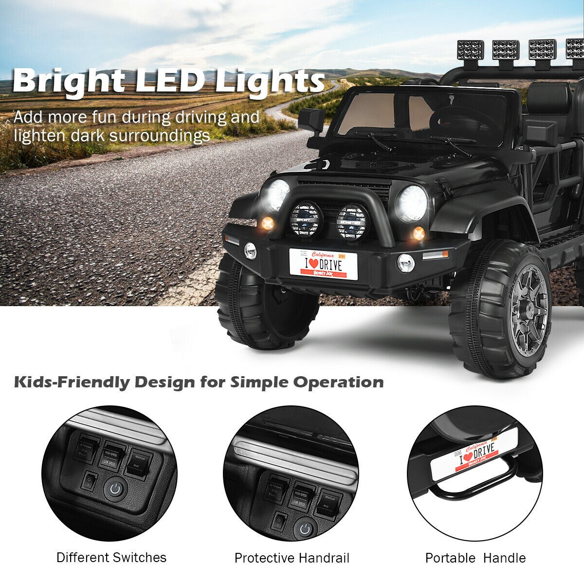 12V 2-Seater Ride on Car Truck with Remote Control and Storage Room-White