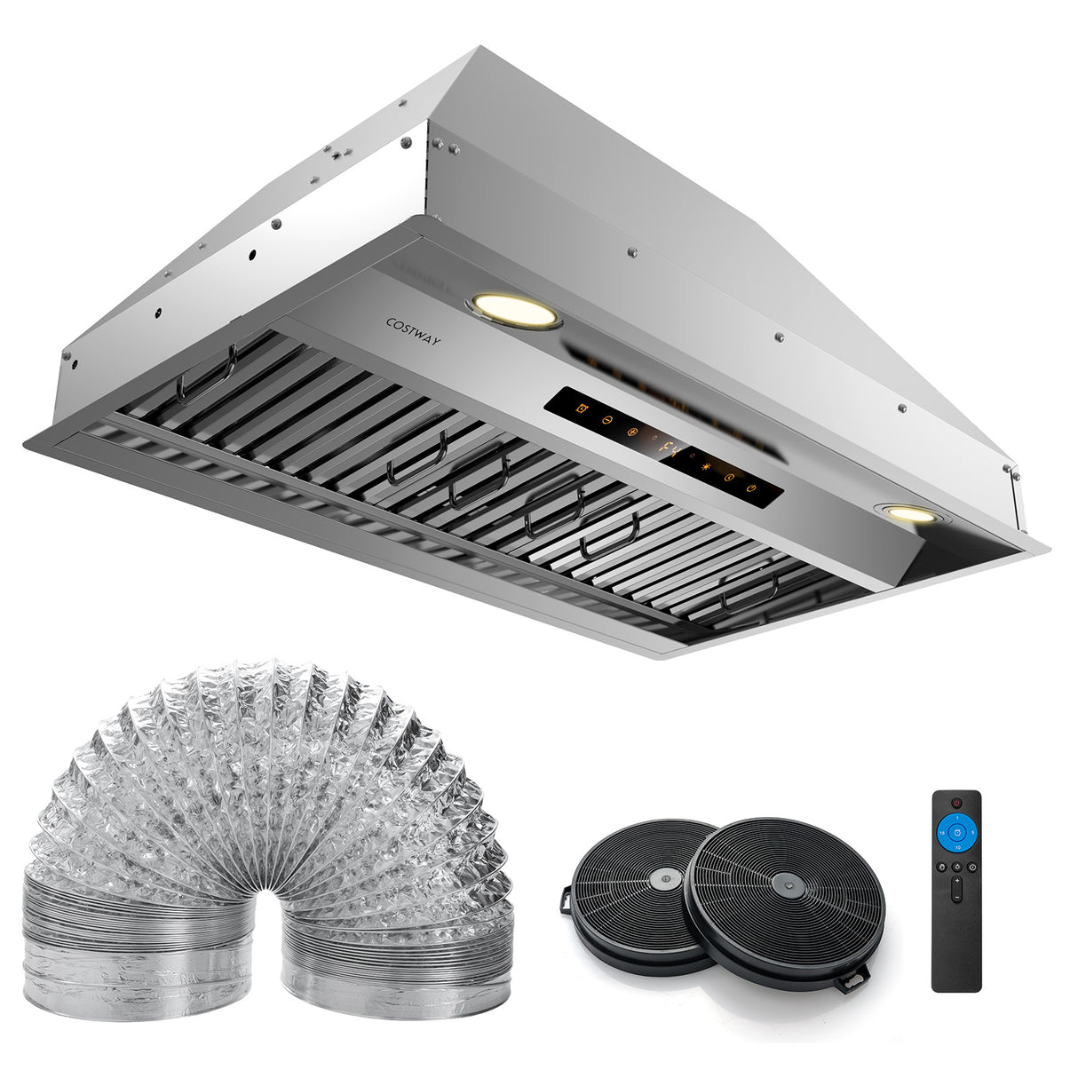 30 Inch Under Cabinet Range Hood with 4 Fan Speeds and Baffles Filters-Silver