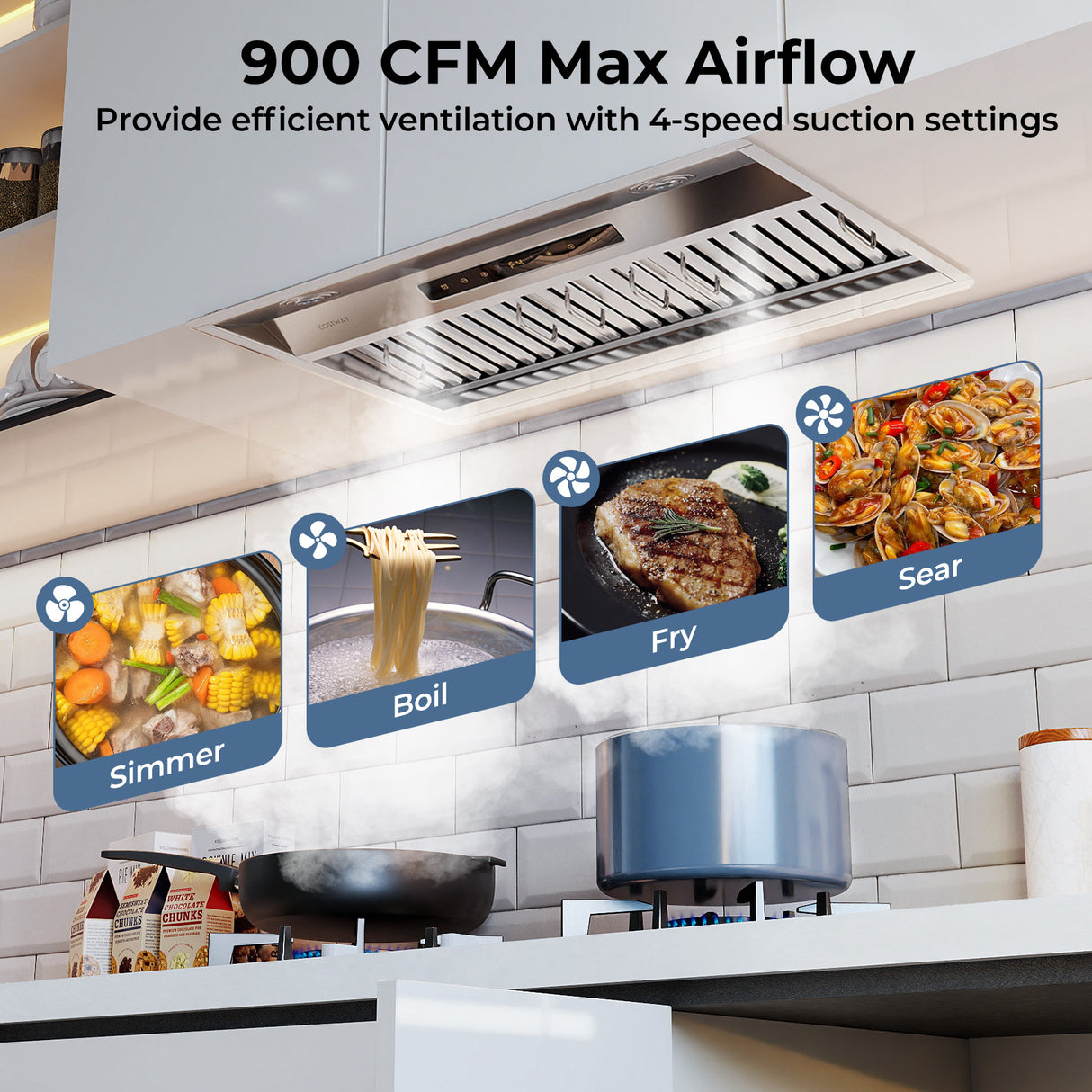 30 Inch Under Cabinet Range Hood with 4 Fan Speeds and Baffles Filters-Silver