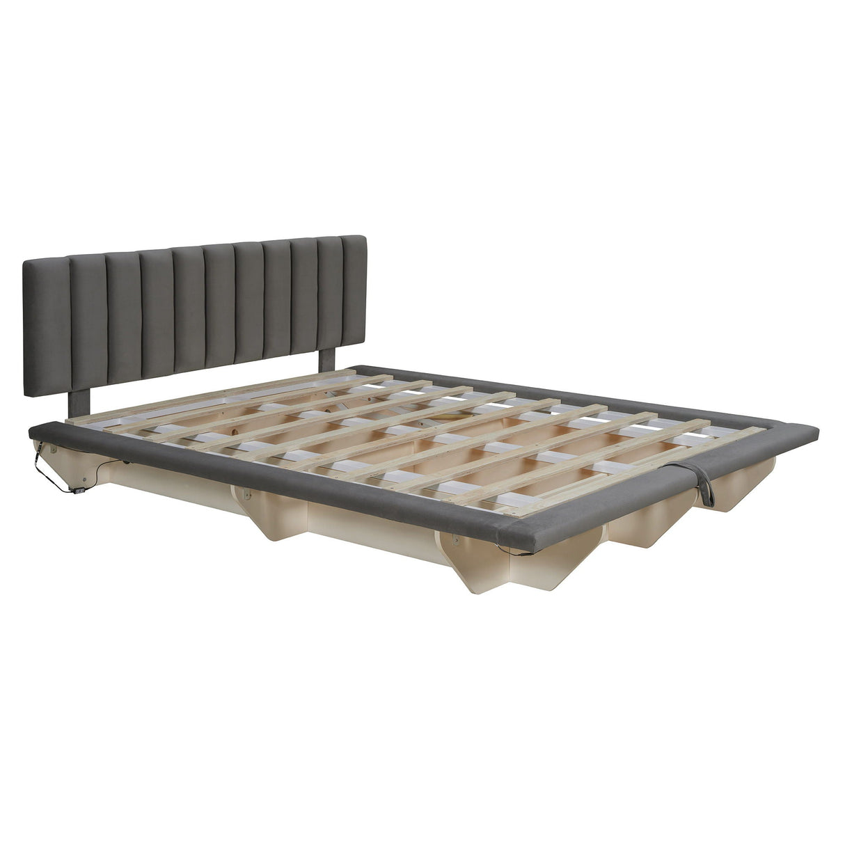 Upholstered Floating Hydrualic Platform Bed With LED Light And USB Port by Couch.com