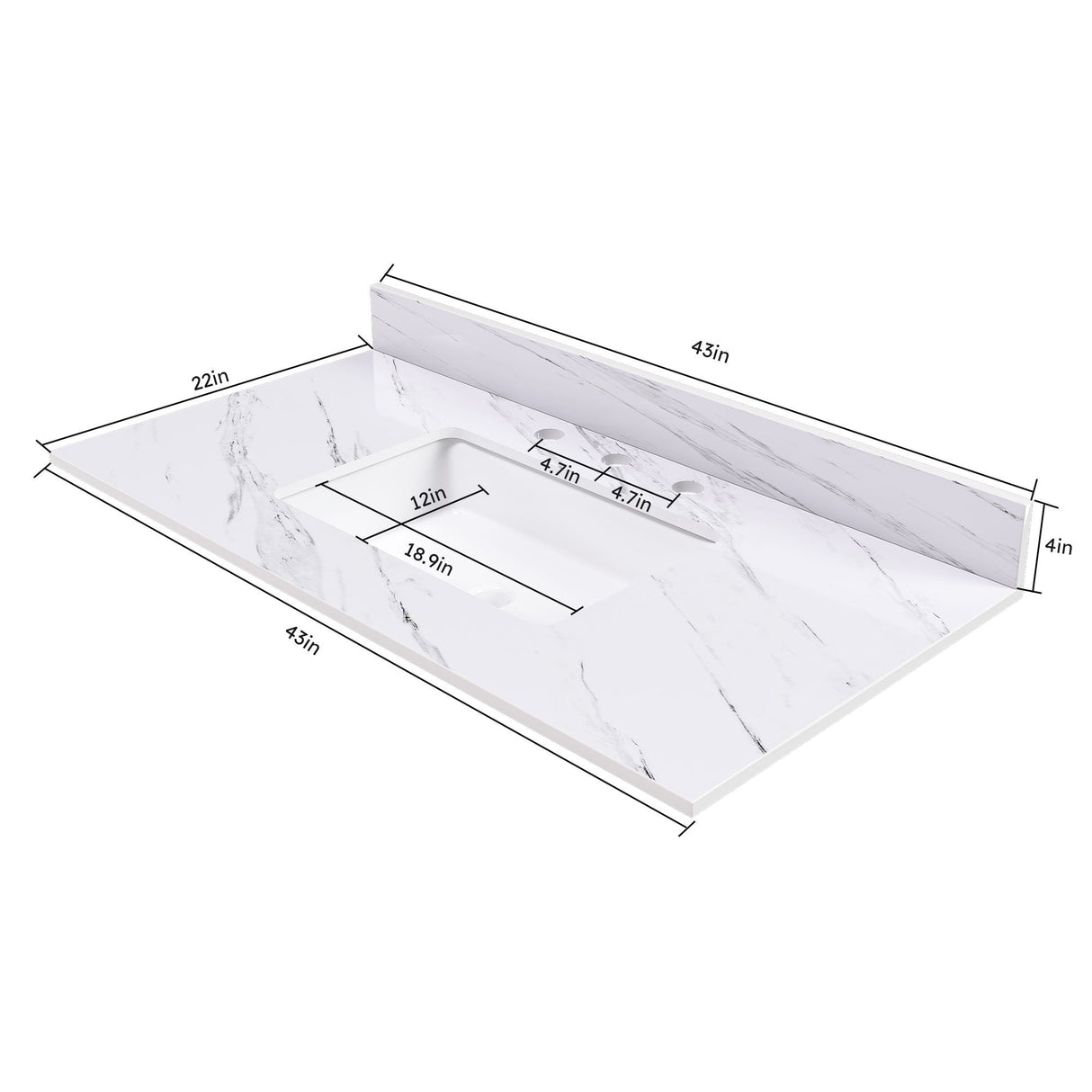 Bianco Carrara Venato Elegant Marble Vanity Top, Bathroom Vanity With Undermount Sink, Sintered Stone by Couch.com