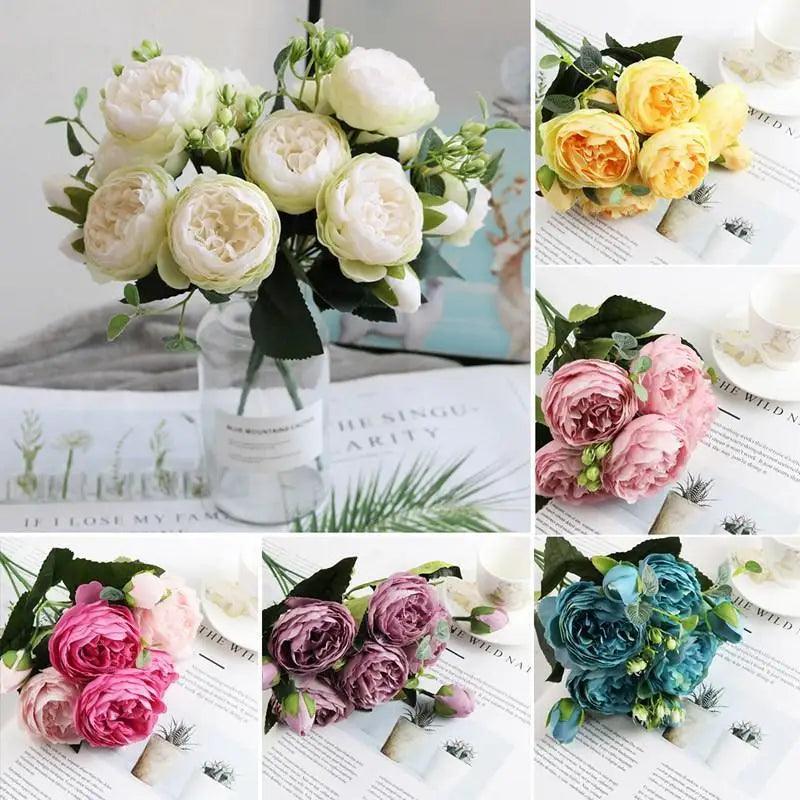 30cm Artificial Silk Peony Flowers Bouquet for Home Decoration - Faux Christmas Flowers & Wedding Flowers