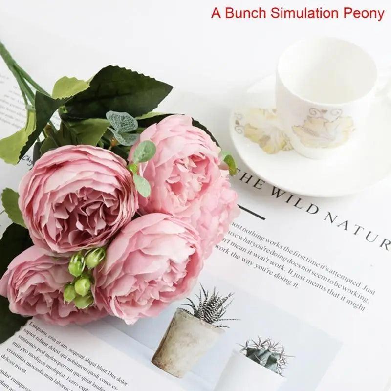 30cm Artificial Silk Peony Flowers Bouquet for Home Decoration - Faux Christmas Flowers & Wedding Flowers