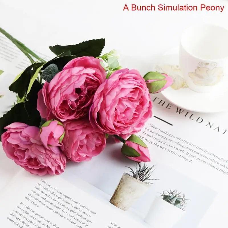 30cm Artificial Silk Peony Flowers Bouquet for Home Decoration - Faux Christmas Flowers & Wedding Flowers