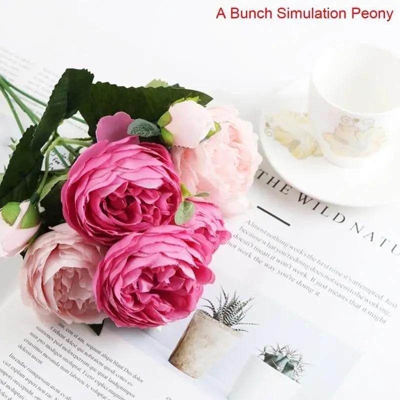 30cm Artificial Silk Peony Flowers Bouquet for Home Decoration - Faux Christmas Flowers & Wedding Flowers