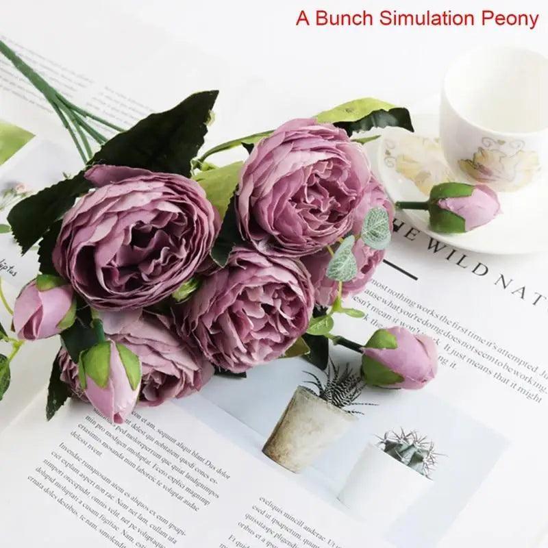 30cm Artificial Silk Peony Flowers Bouquet for Home Decoration - Faux Christmas Flowers & Wedding Flowers