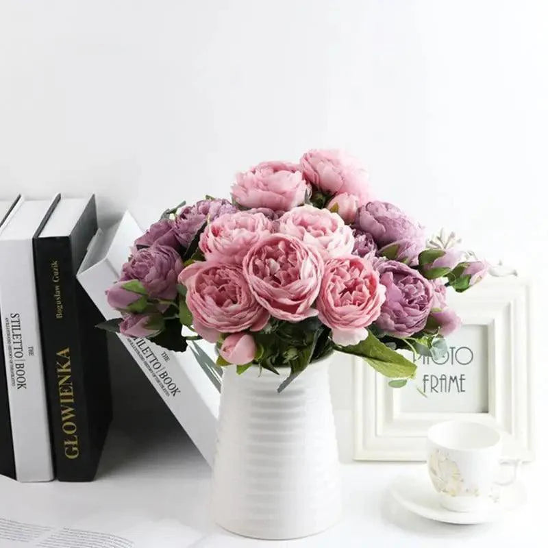 30cm Artificial Silk Peony Flowers Bouquet for Home Decoration - Faux Christmas Flowers & Wedding Flowers