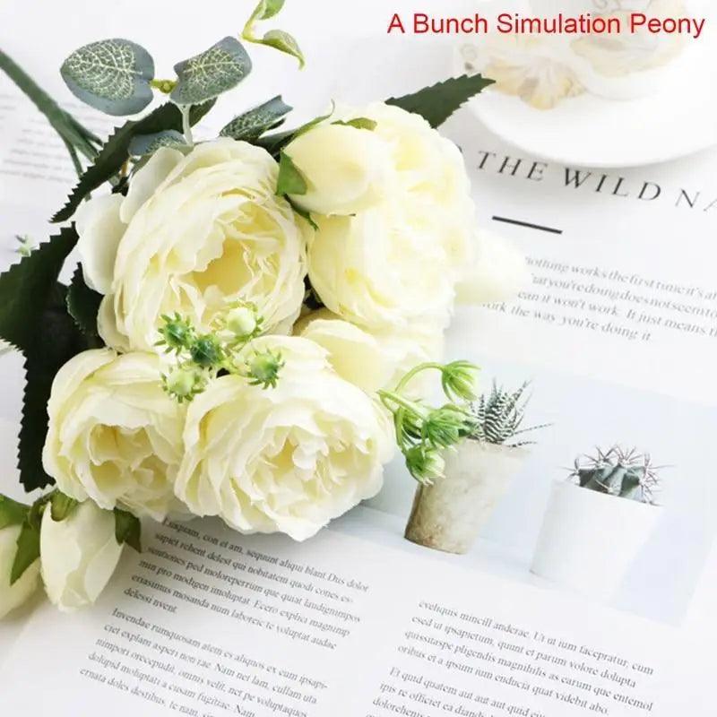 30cm Artificial Silk Peony Flowers Bouquet for Home Decoration - Faux Christmas Flowers & Wedding Flowers