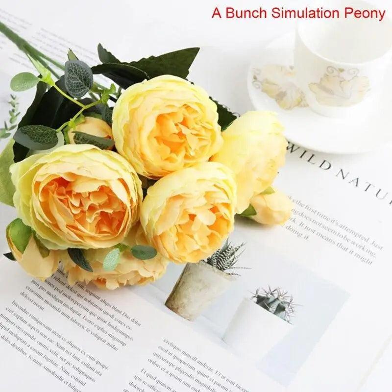30cm Artificial Silk Peony Flowers Bouquet for Home Decoration - Faux Christmas Flowers & Wedding Flowers