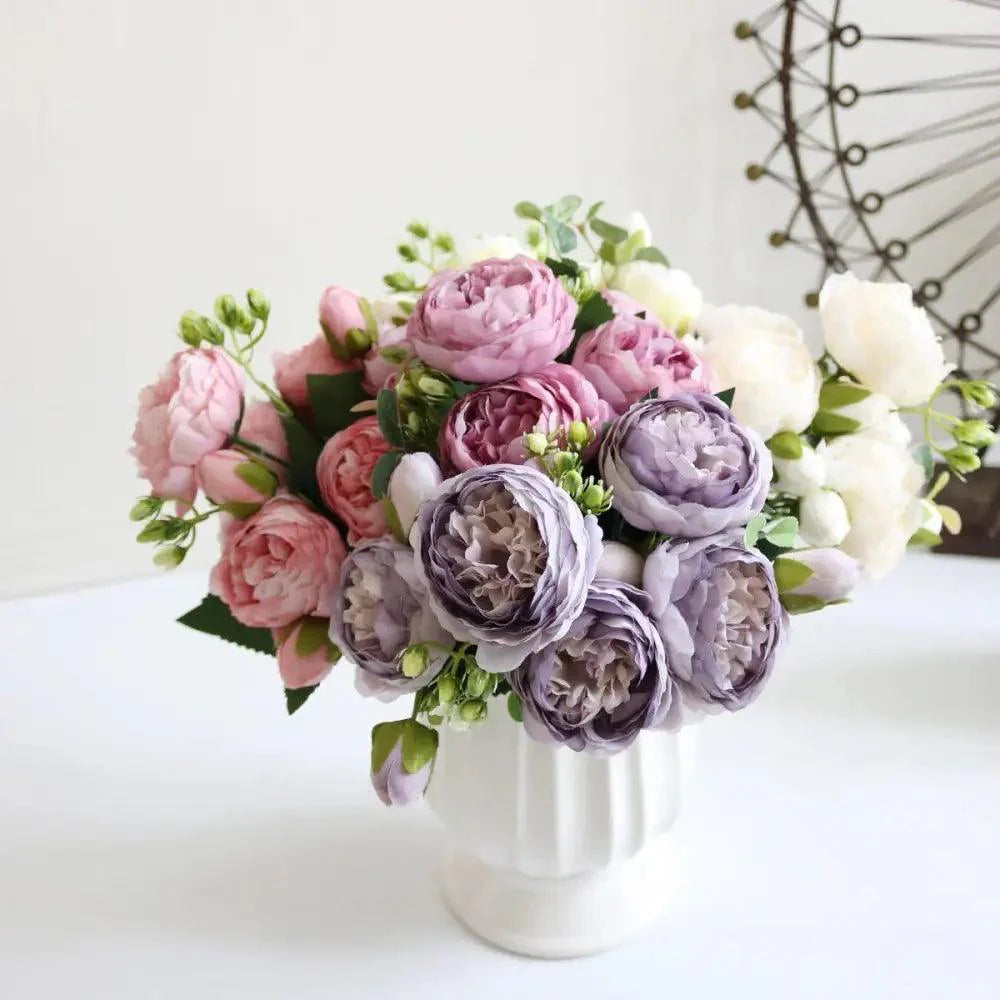 30cm Artificial Silk Peony Flowers Bouquet for Home Decoration - Faux Christmas Flowers & Wedding Flowers