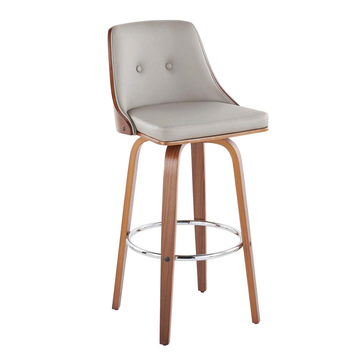 Gianna - Mid Century Modern Fixed Height Barstool With Swivel With Round Footrest (Set of 2) by Couch.com