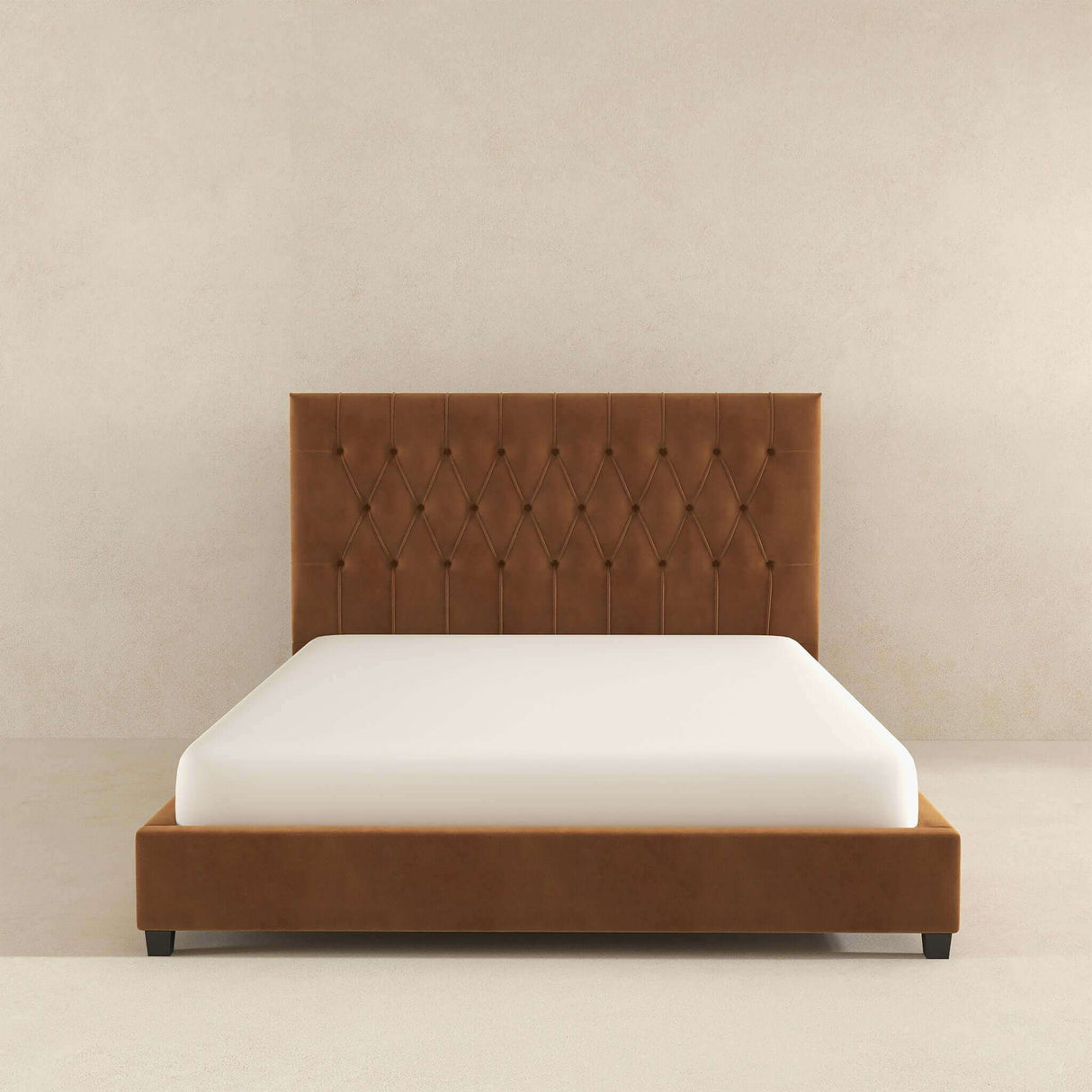 Donald - Mid-Century Modern Upholstered Platform Bed by Couch.com