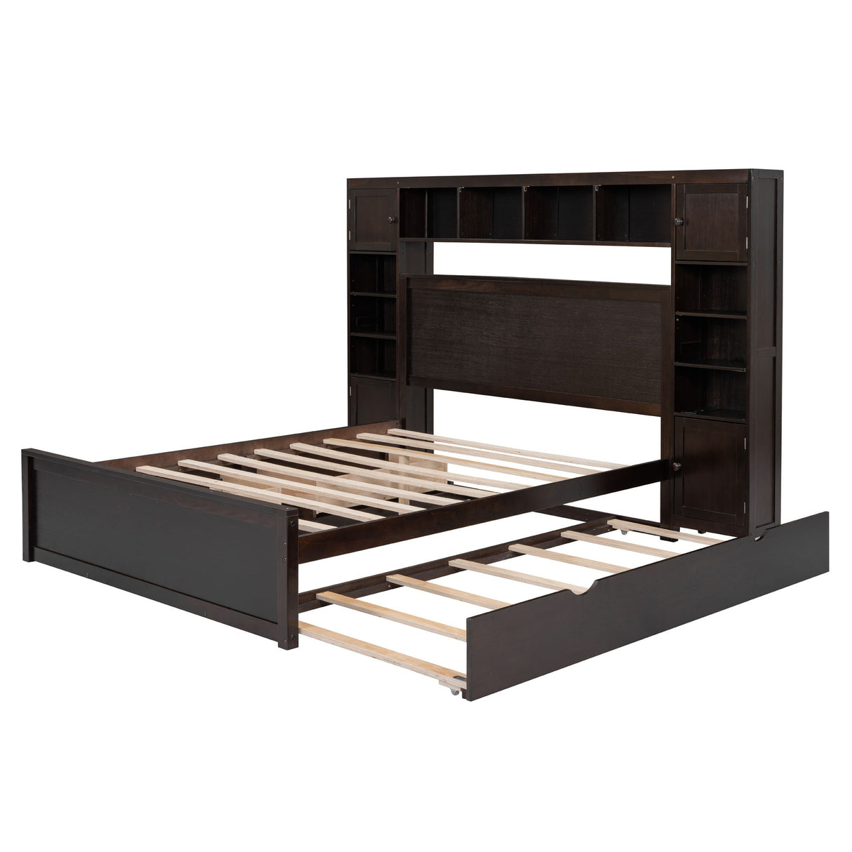 Bed With All In One Cabinet, Shelf And Sockets, Twin Long Trundle by Couch.com