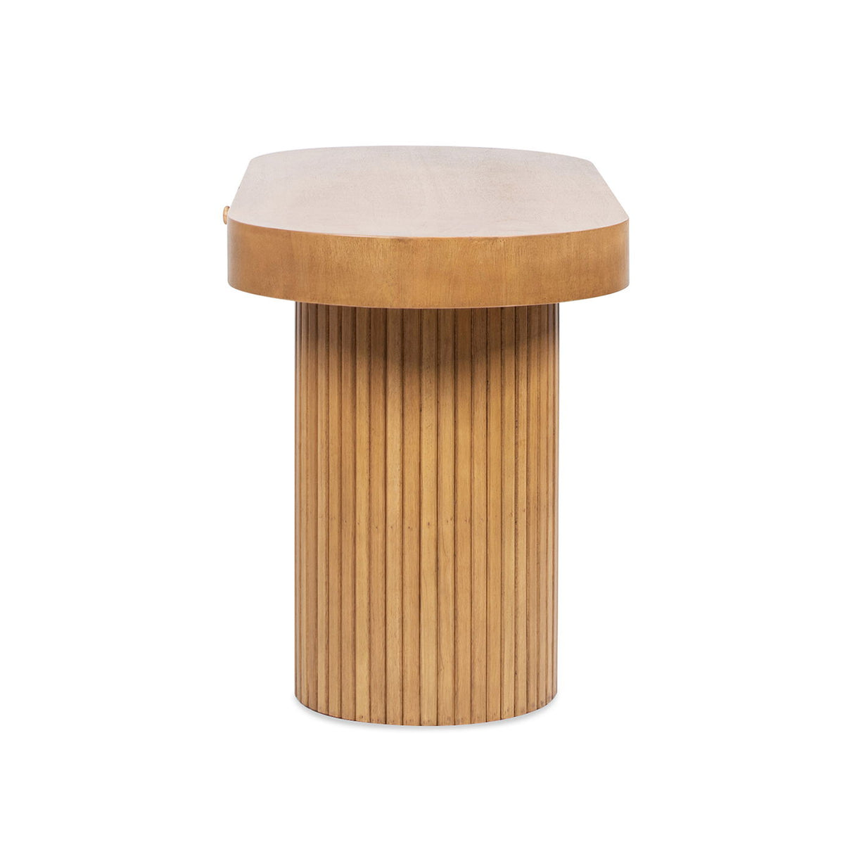 Couch.com Jesse Single Drawer Fluted Oval Console Desk Honey Brown, Durable Design, Wood Construction, Light Brown Finish by Couch.com