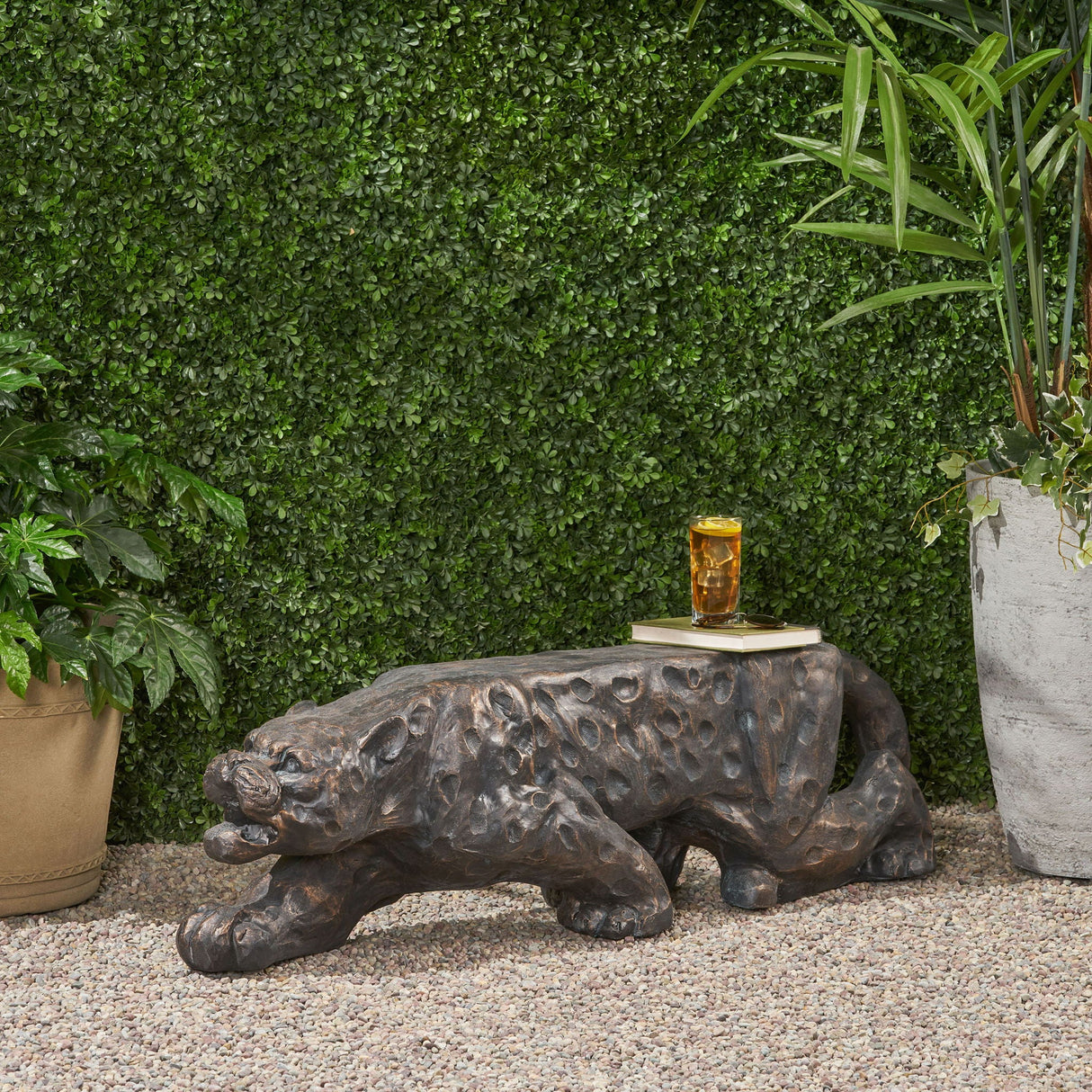 Leopard Lightweight Concrete Bench - Copper by Couch.com