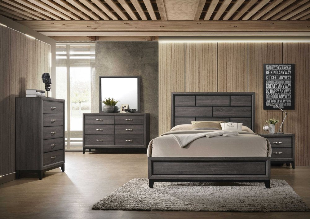 31" Gray Wood Five Drawer Dresser