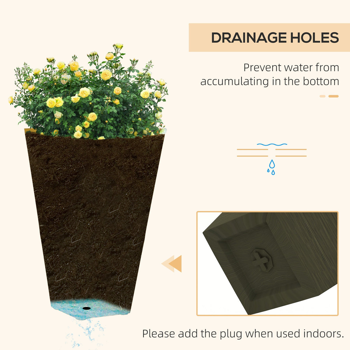 Outsunny 28" Tall Outdoor Planters, Set of 3